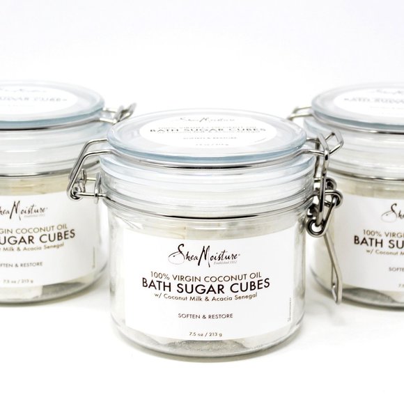 3pk- Shea Moisture 100% Virgin Coconut Oil Bath Sugar Cubes Coconut Milk Acacia - Picture 2 of 13